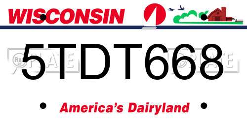 5TDT668 Wisconsin License Plate
