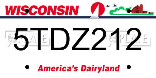 5TDZ212 Wisconsin License Plate