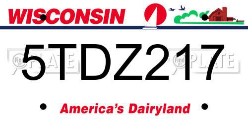 5TDZ217 Wisconsin License Plate