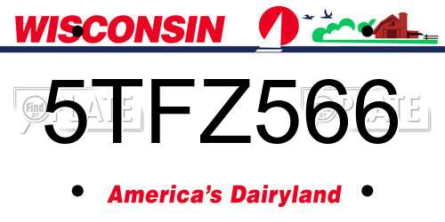 5TFZ566 Wisconsin License Plate
