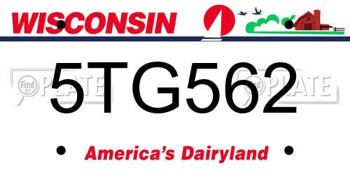 5TG562 Wisconsin License Plate