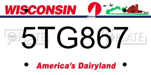 5TG867 Wisconsin License Plate