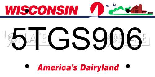 5TGS906 Wisconsin License Plate