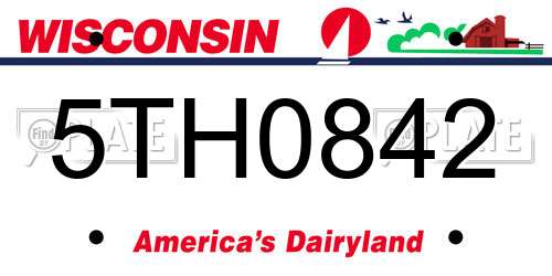 5TH0842 Wisconsin License Plate