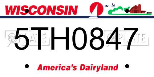5TH0847 Wisconsin License Plate