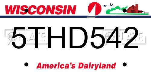 5THD542 Wisconsin License Plate