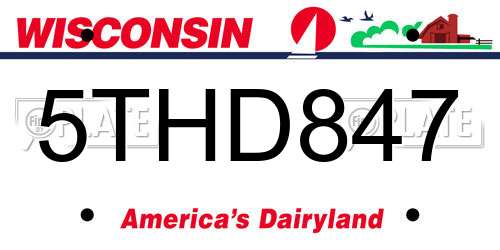 5THD847 Wisconsin License Plate