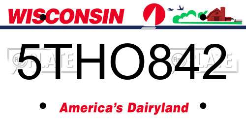 5THO842 Wisconsin License Plate