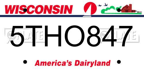 5THO847 Wisconsin License Plate