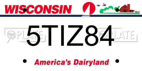 5TIZ84 Wisconsin License Plate