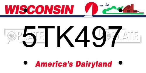 5TK497 Wisconsin License Plate
