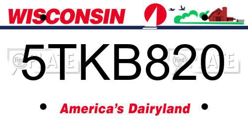 5TKB820 Wisconsin License Plate