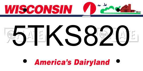 5TKS820 Wisconsin License Plate