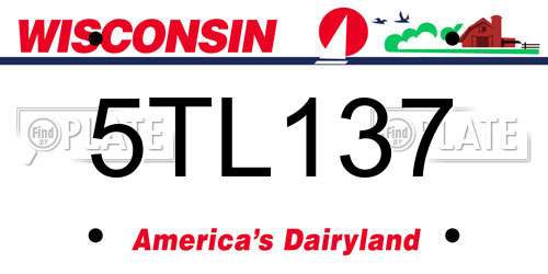 5TL137 Wisconsin License Plate