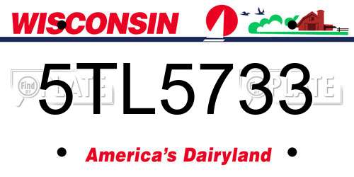5TL5733 Wisconsin License Plate
