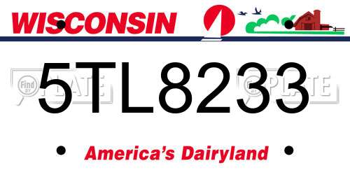 5TL8233 Wisconsin License Plate
