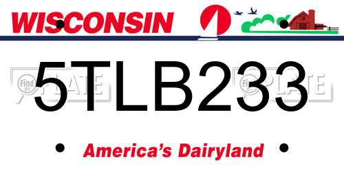 5TLB233 Wisconsin License Plate