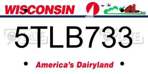 5TLB733 Wisconsin License Plate