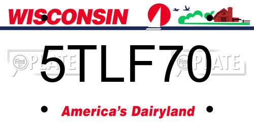 5TLF70 Wisconsin License Plate