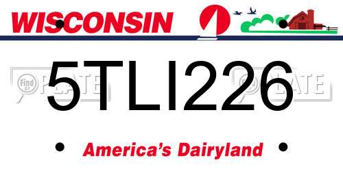 5TLI226 Wisconsin License Plate
