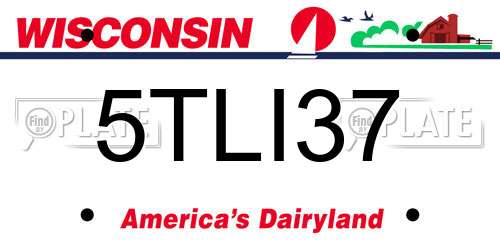 5TLI37 Wisconsin License Plate