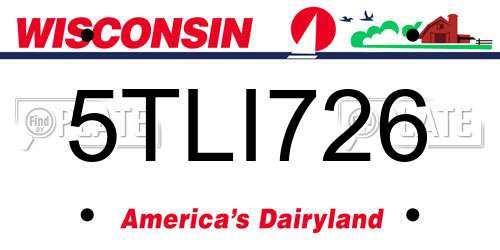 5TLI726 Wisconsin License Plate