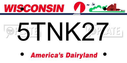 5TNK27 Wisconsin License Plate