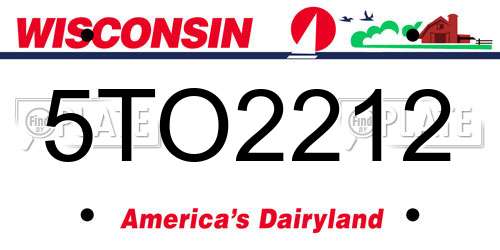 5TO2212 Wisconsin License Plate