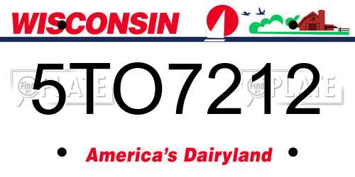 5TO7212 Wisconsin License Plate