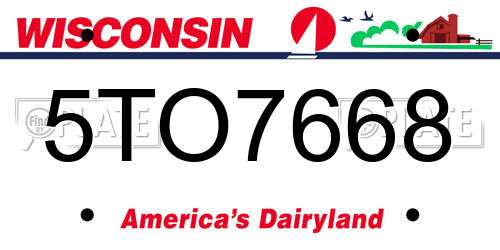 5TO7668 Wisconsin License Plate