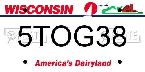 5TOG38 Wisconsin License Plate