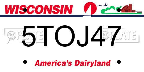 5TOJ47 Wisconsin License Plate