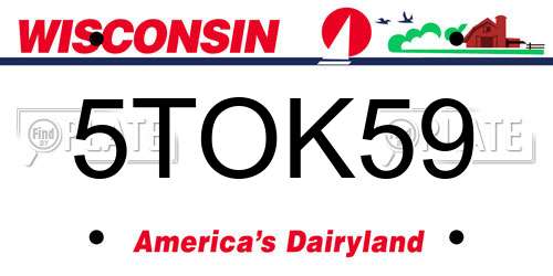 5TOK59 Wisconsin License Plate