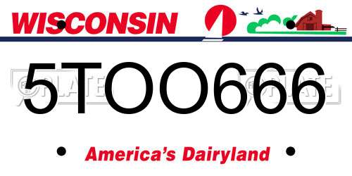 5TOO666 Wisconsin License Plate