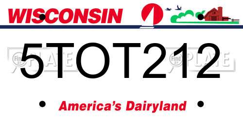 5TOT212 Wisconsin License Plate
