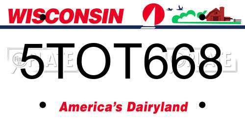 5TOT668 Wisconsin License Plate