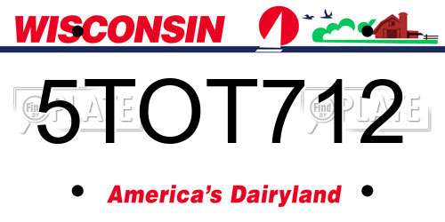 5TOT712 Wisconsin License Plate