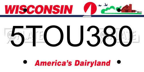 5TOU380 Wisconsin License Plate