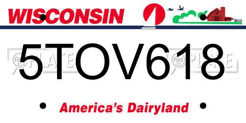 5TOV618 Wisconsin License Plate