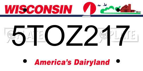 5TOZ217 Wisconsin License Plate