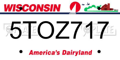 5TOZ717 Wisconsin License Plate