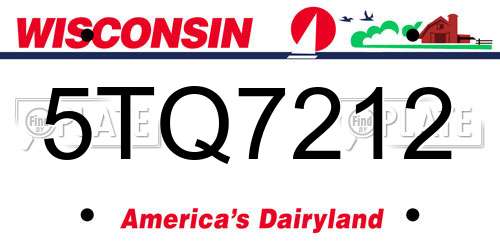 5TQ7212 Wisconsin License Plate