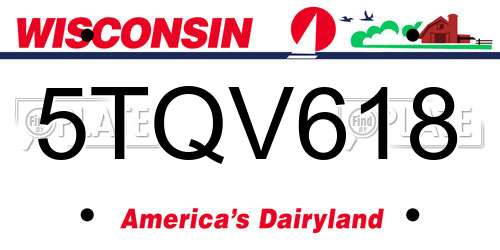 5TQV618 Wisconsin License Plate