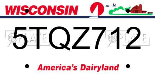 5TQZ712 Wisconsin License Plate