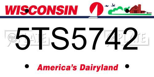 5TS5742 Wisconsin License Plate