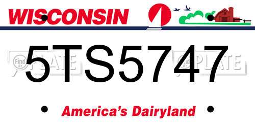 5TS5747 Wisconsin License Plate
