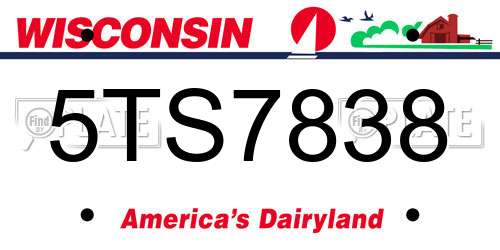5TS7838 Wisconsin License Plate