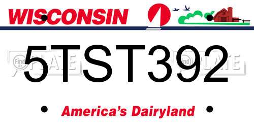5TST392 Wisconsin License Plate