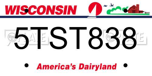 5TST838 Wisconsin License Plate