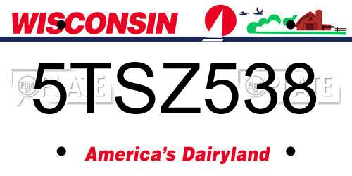 5TSZ538 Wisconsin License Plate